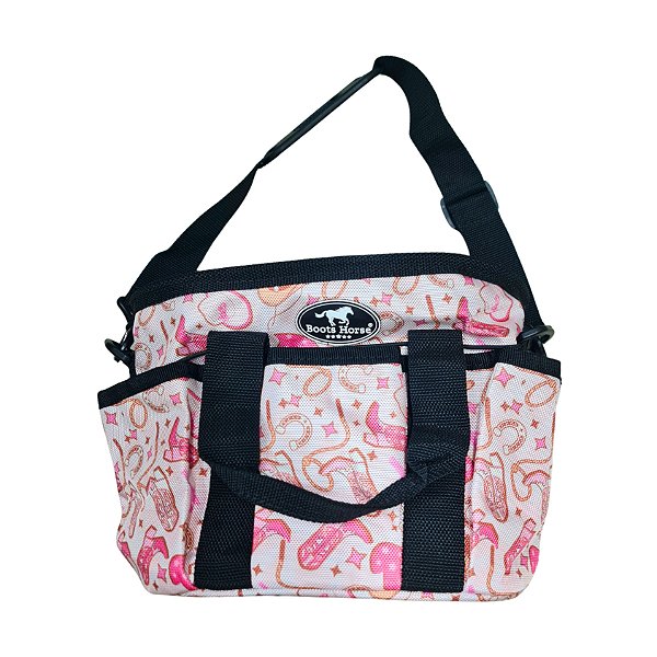 Bolsa Para Kit Higiênico Estampa Botas Rosa - Boots Horse