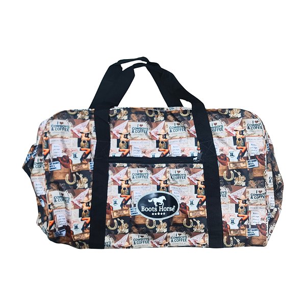 Bolsa Para Sela Em Nylon Estampa Country Marrom - Boots Horse