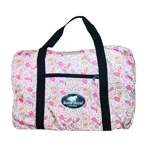 Bolsa Para Sela Em Nylon Estampa Botas Rosa - Boots Horse