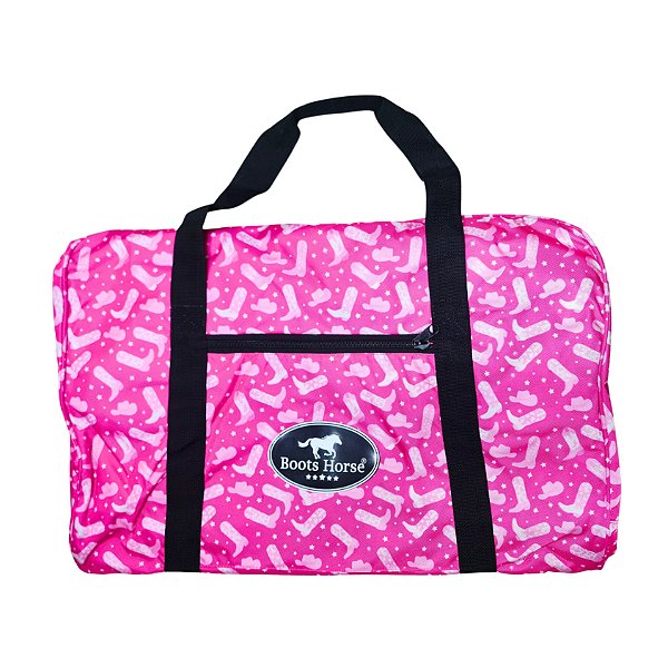 Bolsa Para Sela Em Nylon Estampa Botas Pink - Boots Horse
