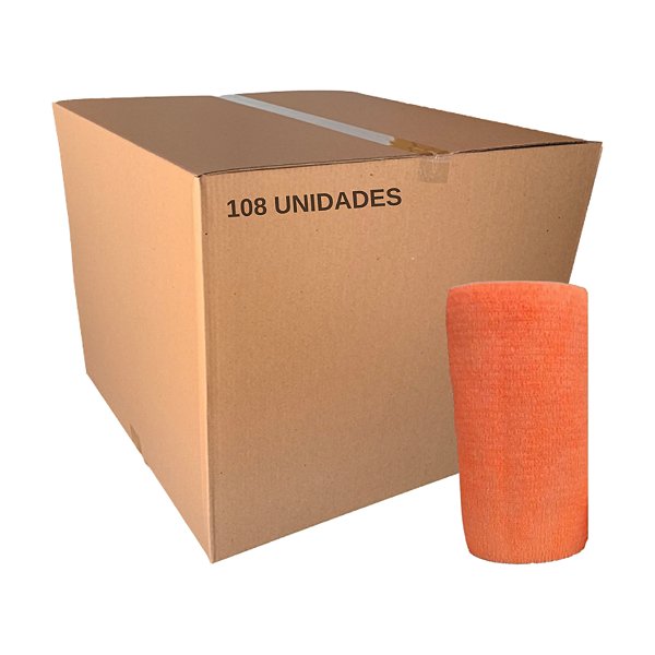 Atadura 10 cm X 4,5 mt Laranja Caixa Com 108 Unidades
