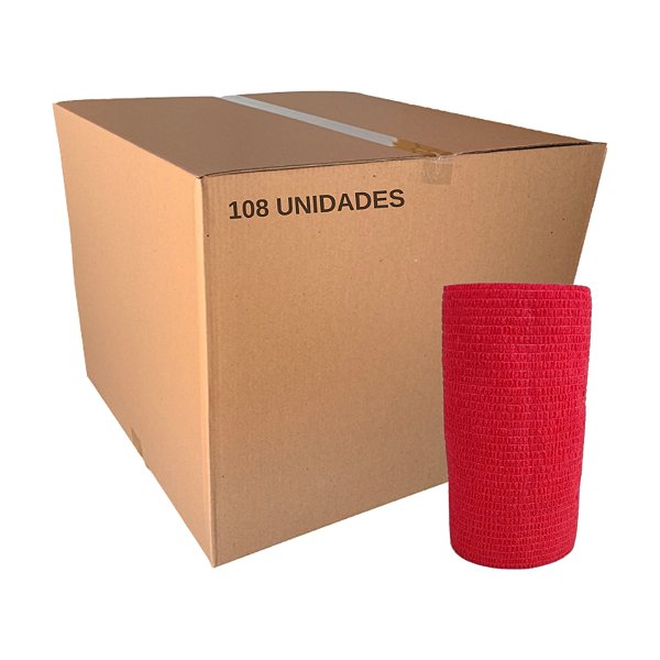 Atadura 10 cm X 4,5 mt Vermelho Caixa Com 108 Unidades
