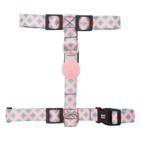Coleira Peitoral H Com Guia Tamanho P Rosa Com Azul - Wise Dog