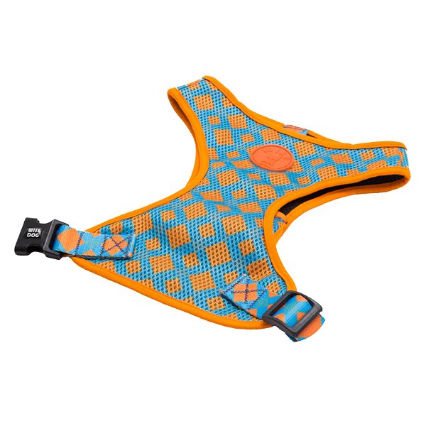 Coleira Peitoral Easy Tamanho G Laranja Com Azul - Wise Dog