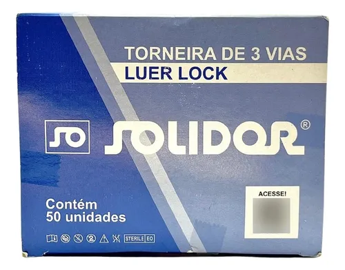 Torneira De 3 Vias Luer Lock Caixa Com 50 Unidades - Solidor