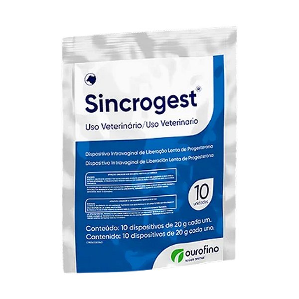 Sincrogest Dispositivivo Intravaginal Com 10 Unidades 20 Gr - Ouro Fino
