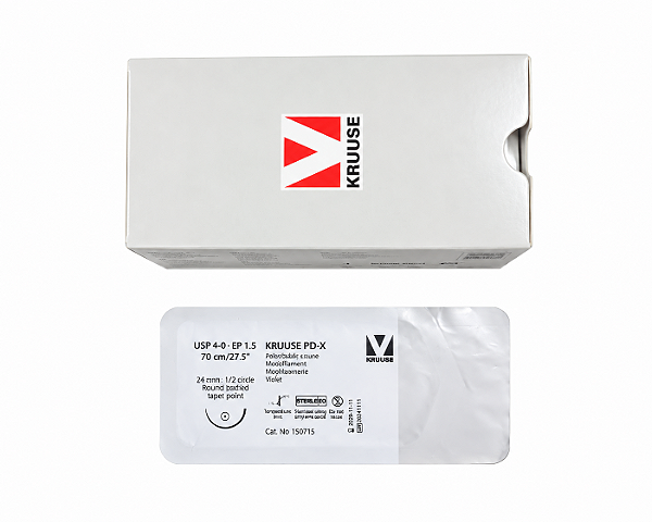 Fio de Sutura USP 4-0 PDX Polidioxanona 70 cm Ag. 26 mm EP 1.5 3/8 Caixa Com 12 Unidades - Kruuse