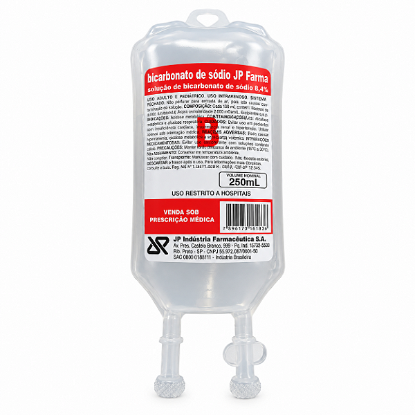 Bicarbonato de Sódio 8,4% 250 mL - JP Farma