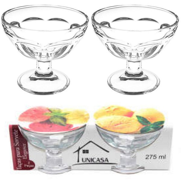 Jogo 3 Taças Sorvete Sobremesa Pote Vidro 250ml Luxor