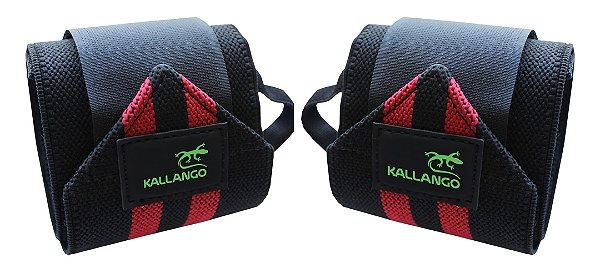 Munhequeira Elástica Straps Preto/Vermelho - Kallango