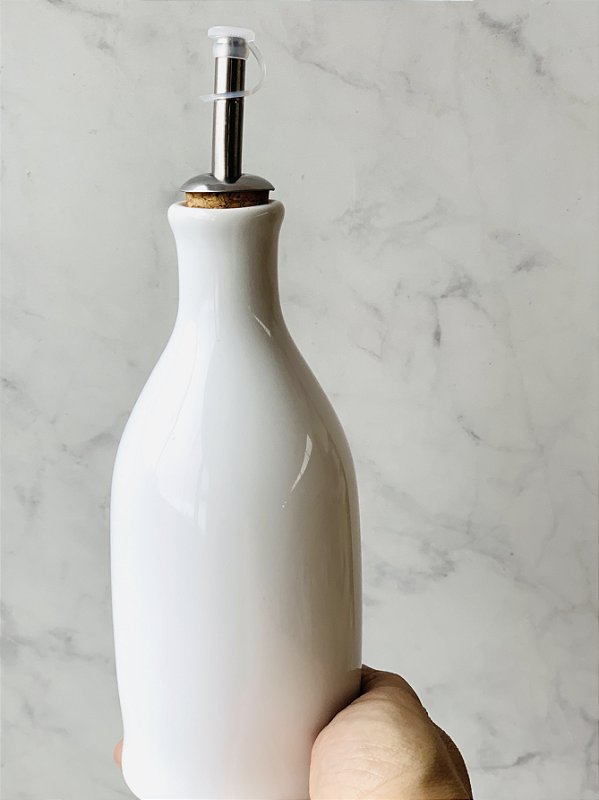 Porta Azeite em Cerâmica Branca Lisa