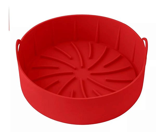 Forma de Silicone Redonda para Fritadeira Air Fryer Vermelha 19cm