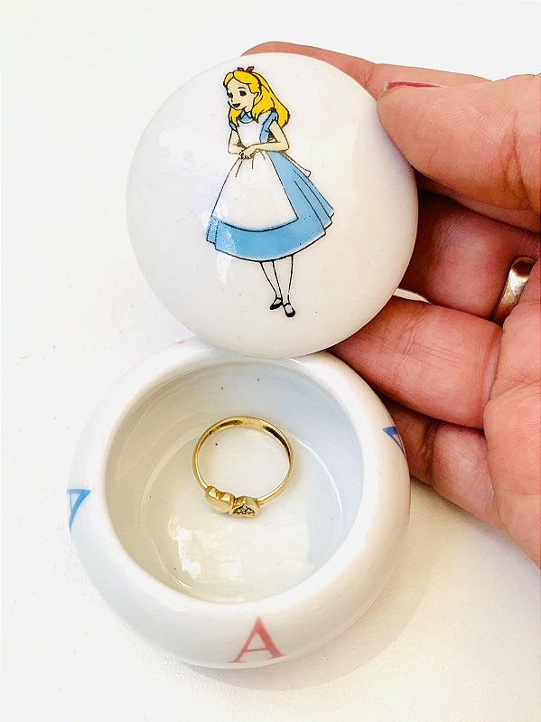 Mini Porta Jóias em Porcelana Alice