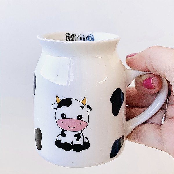 Caneca Leiteira em Porcelana Vaquinha 260ml