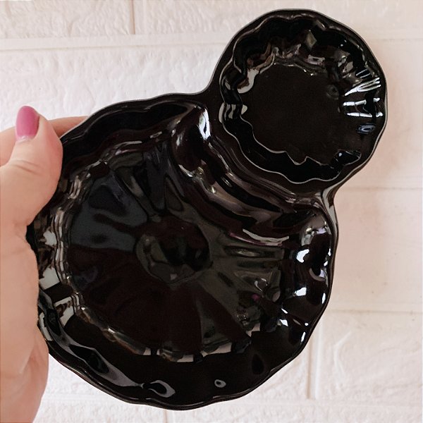 Prato para Sushi Flor em Cerâmica Preto