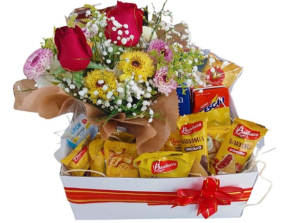 Cesta café com flores