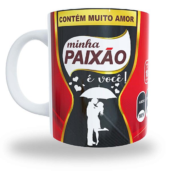 Caneca porcelana "minha paixão é você"