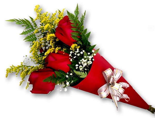 Arranjo 3 botões rosas vermelhas