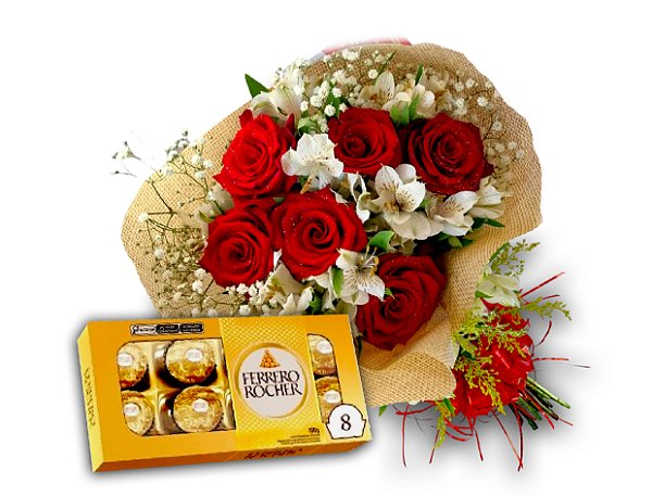 Buque de rosas c/ Ferrero Rocher