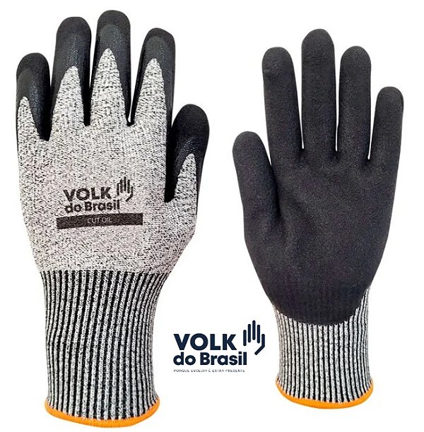 Luva Cut Oil CA36606 Volk Proteção Corte Banho Nitrílico (CA 36606)