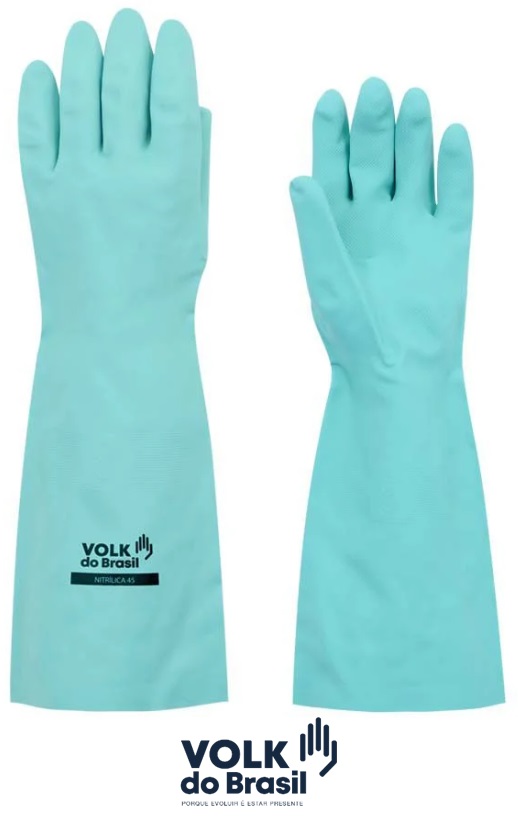 Luva Nitrílica Punho Longo sem Forro 45cm CA44466 Volk (CA 44466)