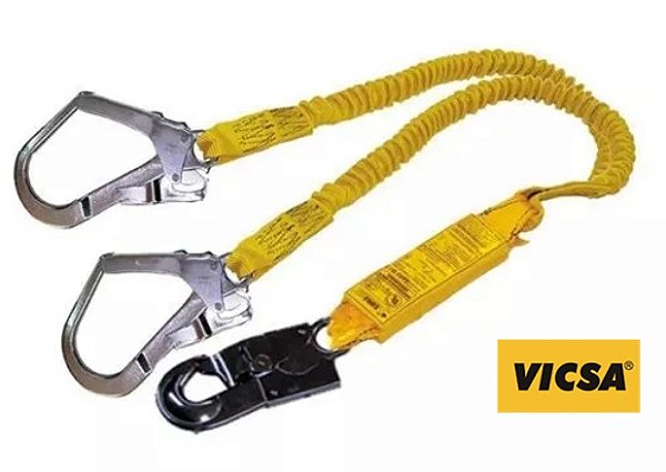 Talabarte Duplo em Y com Mosquetão Vicsa VIC 23605 56mm e Comprimento 1,5m (VIC 23605)