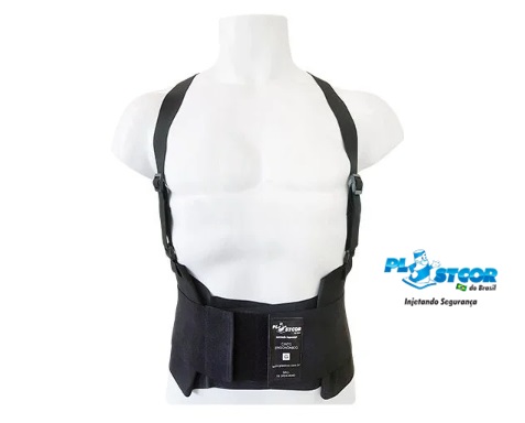 Cinta Ergonômica Abdominal Preto Com Suspensório Plastcor