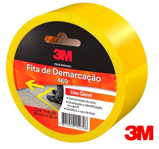 Fita 3M Para Demarcação de Solo 469 50mm x 30m Amarelo