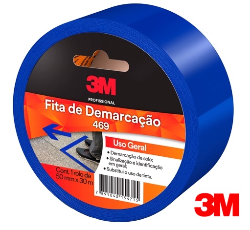 Fita 3M Para Demarcação de Solo 469 50mm x 30m Azul