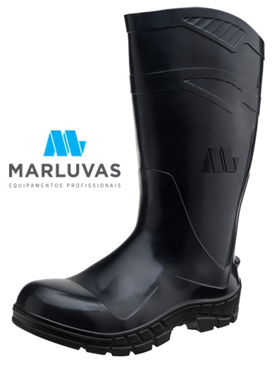 Bota de PVC Bico Aço CA48262 Marluvas Com forro Cano Longo Preta 100AWORKF-CA-PR-A (CA48262)