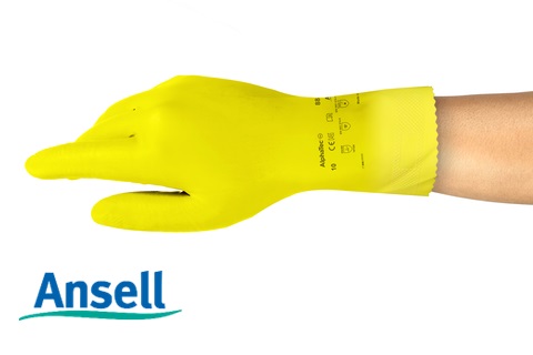 Luva Látex Alphatex 88-396 CA34059 Ansell Amarelo com Forro Silver (CA 34059)