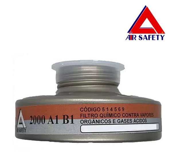 Filtro Cartucho 2000 A1 B1 Vapores Orgânicos Gases Ácidos Air Safety 514569
