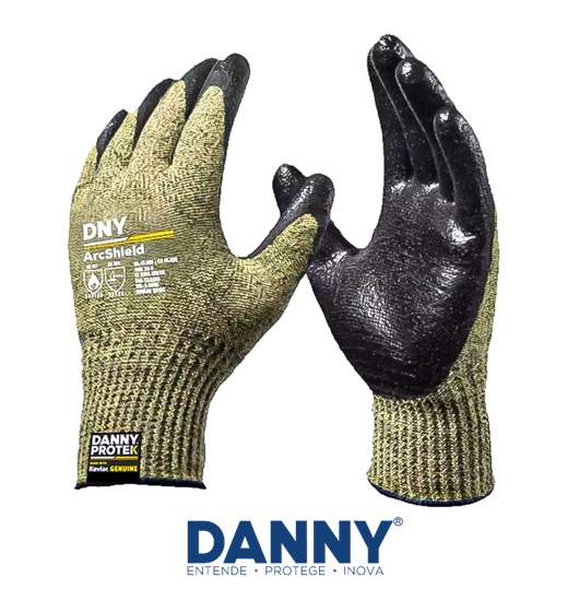 Luva DNY_ArcShield CA45499 Danny Banho Nitrílico para Risco de Arco Elétrico, Anticorte e Térmica Até 500º (CA 45499)