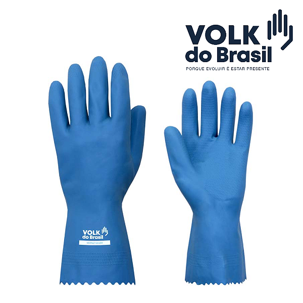 Luva Látex Verniz Silver Slim Azul CA37277 Volk (CA 37277)