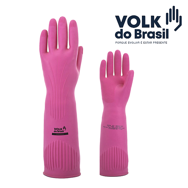 Luva Látex Ranhurada Rosa CA36368 Volk (CA 36368)