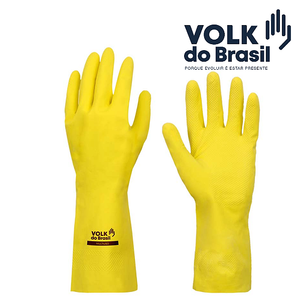 Luva Látex Multiuso Amarela CA10695 Volk (CA 10695)