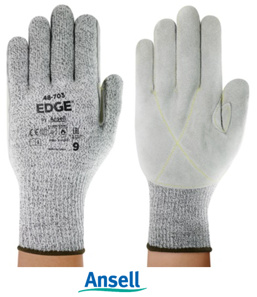 Luva EDGE 48-703 CA44817 Ansell Resistencia a Corte Palma em Coro Temperatura (CA 44817)