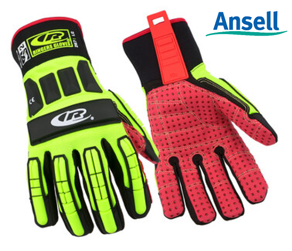 Luva RINGERS R267 CA44317 Ansell Couro com Pontos em Silicone Impacto Resistente a Óleo (CA 44317)