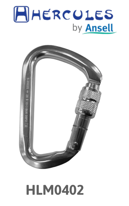 Mosquetão Oval HLM0402 Hércules Abertura 24 mm Trava Tipo Rosca com Resistência 26 kN