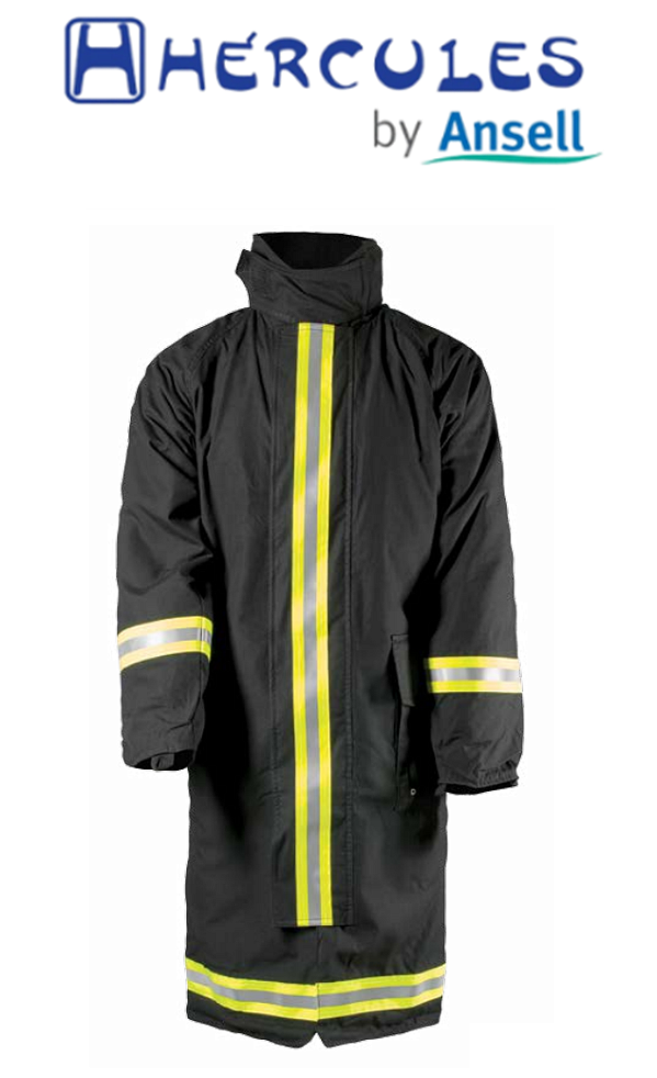Capa para Bombeiro CA9236 Hércules HJ905T3L00 7/8 Preto em Aramida com Refletivo Amarelo e Prata (CA 9236)