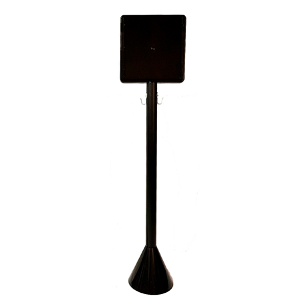 Pedestal de Sinalização 90cm Preto com Suporte para Placa