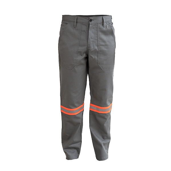 Calça Eletricista NR10 Risco 2 CA45351/50039 - Cinza com Refletivo Laranja (CA 45351/50039)