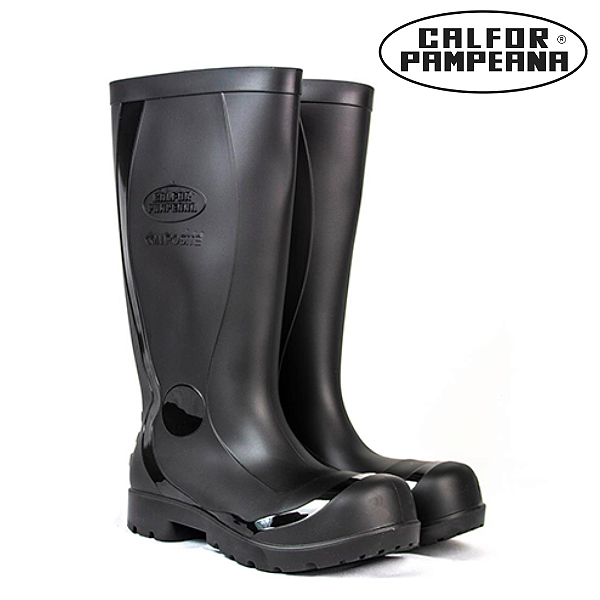 Bota de Pvc CA46877 Calfor Cano Longo Preta 35cm Bico de Composite (CA 46877)