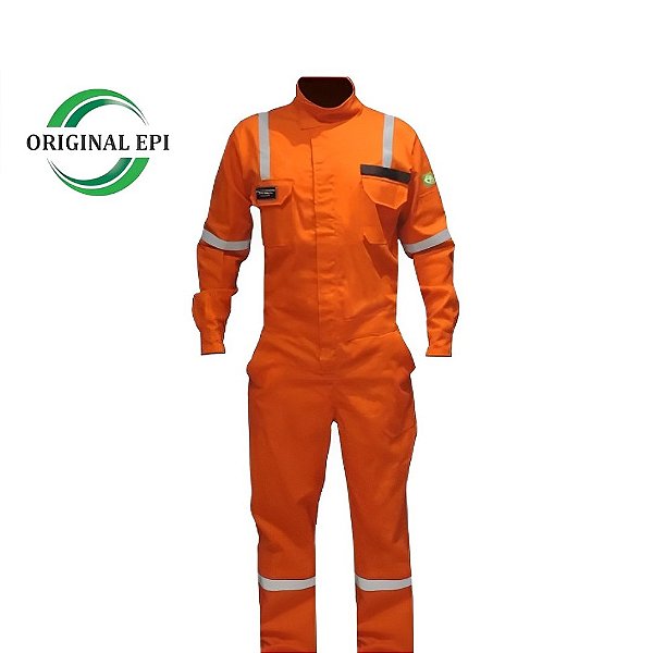 Macacão Laranja RF NR10 Padrão Petrobrás Eletricista Offshore Com Faixa Refletiva Risco 1 e 2 - Original EPI Pindamonhangaba SP