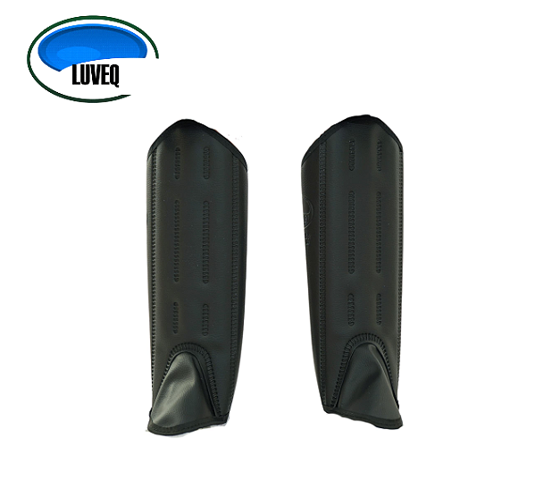 Perneira de Segurança CA48785 em Couro Sintético Bidin com 3 talas de proteção frontal e Velcro Luveq (CA 48785)