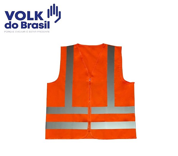 Colete de Sinalização Refletivo sem Bolso Laranja Com Ziper 191517005 Volk