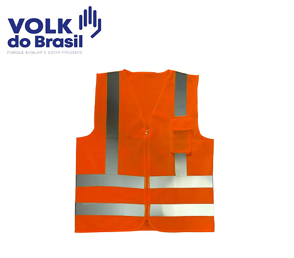 Colete de Sinalização Refletivo Com 1 Bolso Laranja Com Ziper 191517105 Volk