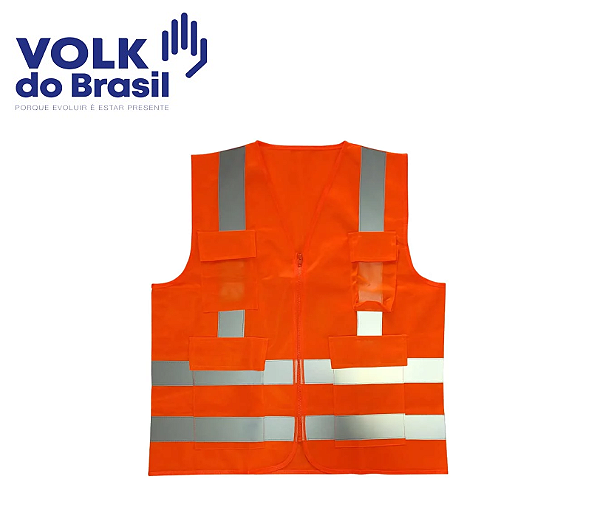 Colete de Sinalização Refletivo Com 4 Bolsos Laranja Com Ziper 191517405 Volk