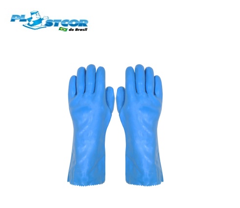Luva em PVC Sem Forro Azul CA34593 Com Palma Lisa (CA 34593)