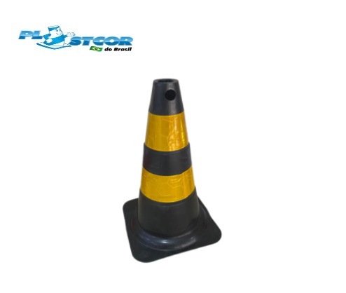 Cone de Sinalização Flexível 50 CM Amarelo e Preto Plastcor